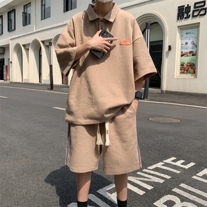 新款夏季短袖polo衫套装港风吸汗凉爽宽松休闲运动男装TZ5906P70图片
