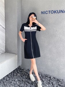 小众拼色Polo连衣裙,女装连衣裙,天使公主