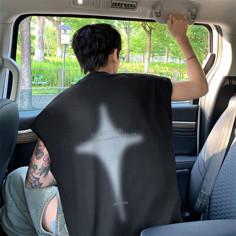 量大优得物抖音高品质重磅230克美式印花无袖t恤背心WB307特P18，男装背心/马甲，电商A486