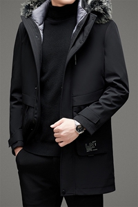 羽绒服中长款中青年男士冬季新款连帽内胆可卸休闲MSNA20659-P400图片