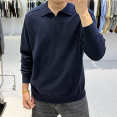 松弛自洽‘老钱风格调混纺极简百搭POLO针织衫长袖H58020/P70，男装针织衫/毛衣，电商A243