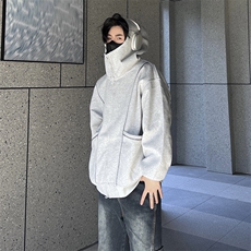抖音得物高品质秋冬美式高街重磅结构辑明线纹理连帽卫衣外套W111，女装短外套，电商A486-1