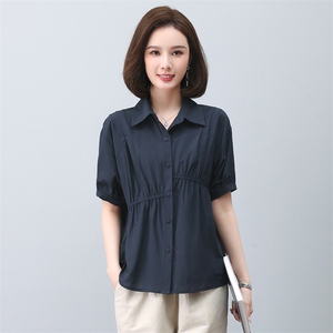 2023夏季纯棉简约气质宽松时尚休闲显瘦舒适上衣图片