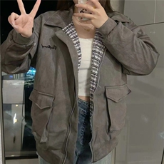 C907-P110麂皮绒两面穿外套女春秋2025年新款宽松美式夹克，男装夹克，星座911-2(原星座613-2）