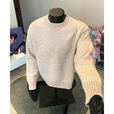 重磅秋冬男女纯色打底针织衫圆领套头半高领毛衣美式复古休闲上衣，男装T恤，电商A486