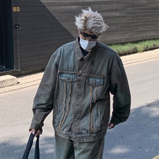 牛仔套装男韩版潮流高街帅痞子个性2023冬季ins两件套W5507-P110，男装休闲套装，星座412-2
