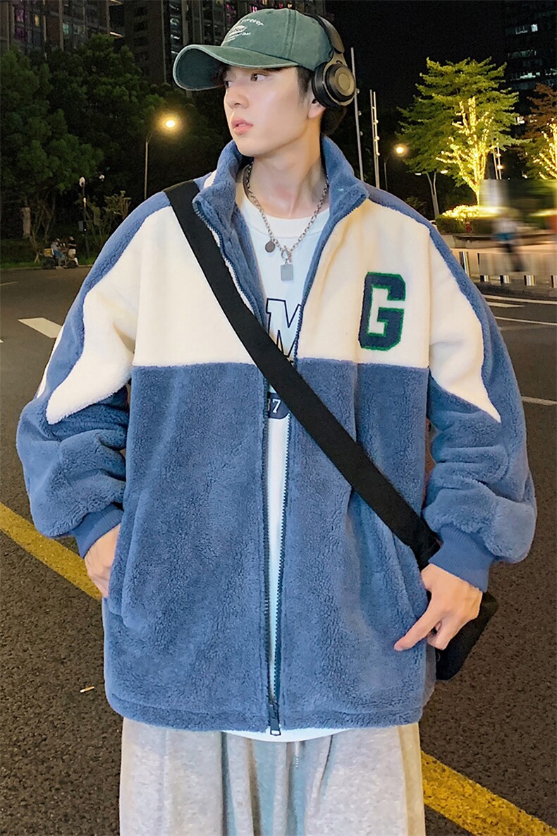 2024冬款港风潮加绒字母棉衣羊羔绒保暖外套男女923-P110控价158,男装棉衣,电商A441-1
