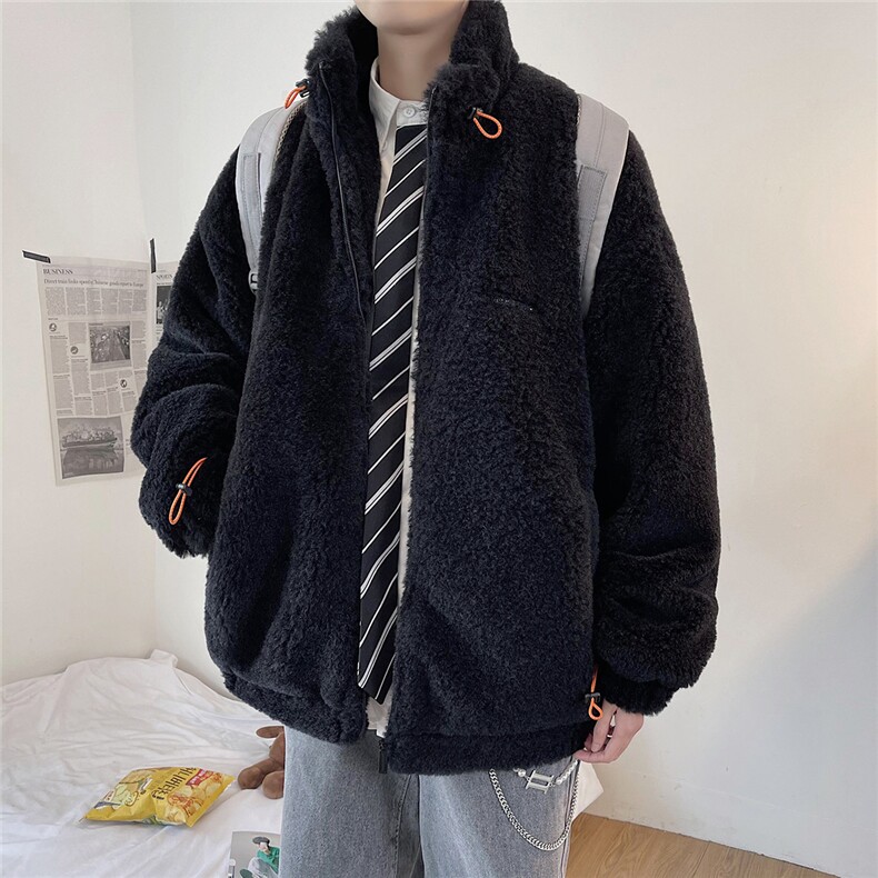 1羊羔毛棉衣外套男宽松加棉加厚ins大码情侣棉服7956P105控138图片