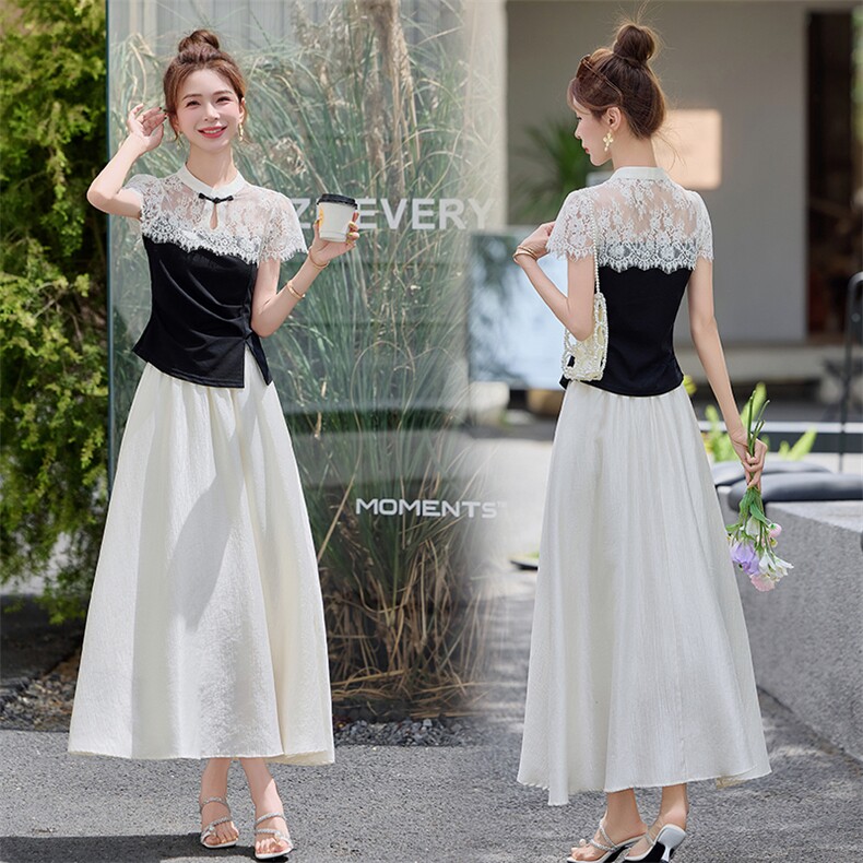 连衣裙女2026超火夏季新款气质巨好看的简单大方显瘦两件套装裙，女装套装/套裙，尚洛菲