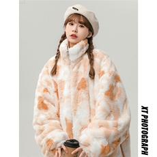 1中性风羊羔毛棉衣扎染大码M-5XL毛绒棉服外套女YG7503P128控168，男装棉衣，星座226-2