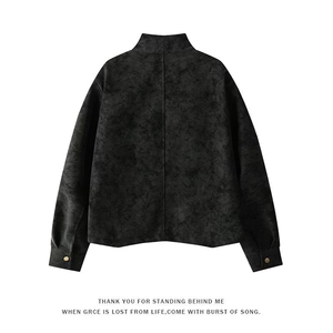 有货。皮衣外套男春秋季新款拉链宽松机车服pu皮夹克潮W6918-P57图片