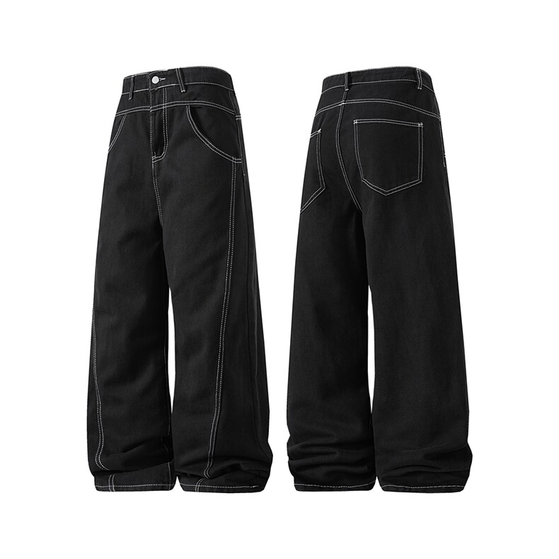 xz116-k16025-P35-图现货黑色拼接弯刀现货牛仔裤，男装牛仔裤，星座116