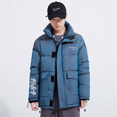 日系新款变色龙棉衣男亮面反光棉袄立领面包服棉服3367-P80控138，男装棉衣，星座207