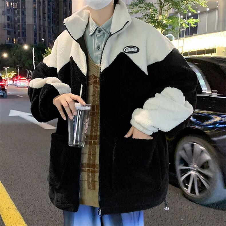 冬款加绒加厚棉衣羊羔绒开衫外套青少年ins男装MY103P105控价138图片