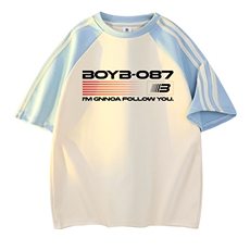 杏色拼天蓝袖