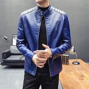 2023秋冬社会小伙PU皮衣男生机车皮夹克帅气休闲外套 LE601-P95图片