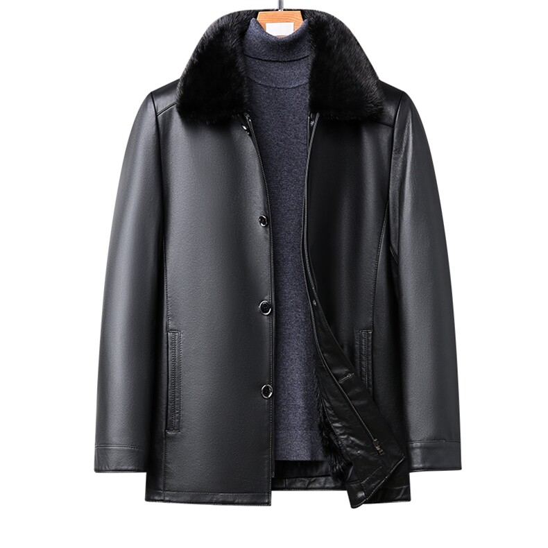 X2268秋冬新款海宁皮派克服男士水貂毛翻领内胆可拆卸P1900,男装皮衣,电商B360