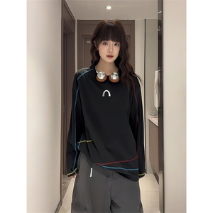 美式高街解构工艺速干长袖T恤衫男女款防晒上衣户外运动骑行服潮图片