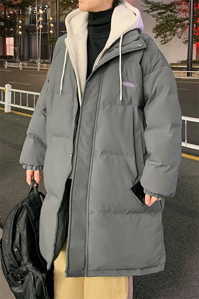 新款假两件拼接中长款情侣装棉衣加厚连帽棉服A071-Y296-P135,男装棉衣,电商A071