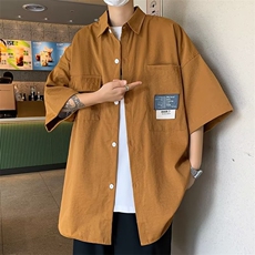 wassuphappy工装短袖衬衫男夏季2025新款潮牌宽松上衣服休闲外套，男装衬衫，星座1116A-1（原606A）