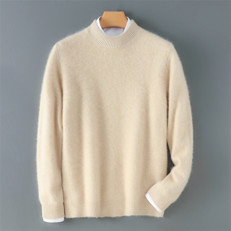 2025年秋季新款纯色加厚男士圆领针织羊毛衫时尚休闲通勤百搭，男装羊毛衫，雪贝坊二店