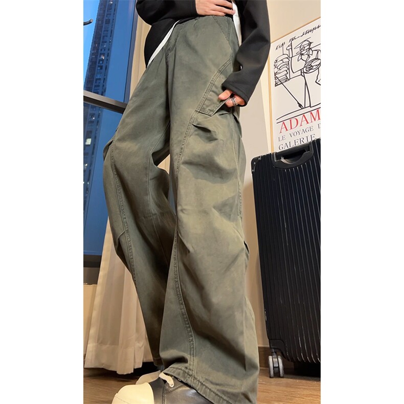 美式复古洗褪baggy阔腿工装裤男女XZ201-D239 P48图片