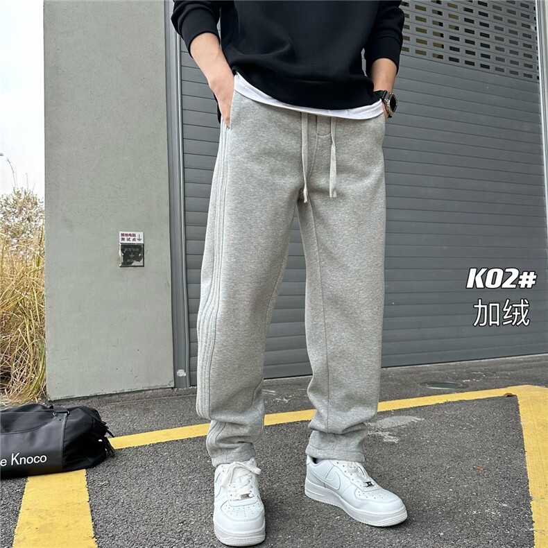 加绒加厚垂感休闲弯刀裤男宽松卫裤运动长裤A329-JK02-P70,男装休闲裤,电商A329