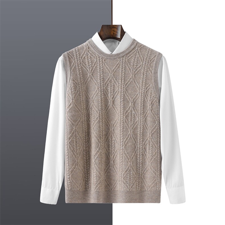 2025年秋季新款百搭男士无袖提花羊毛衫马甲，男装羊毛衫，牧绒家园高端店