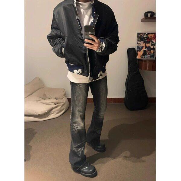 提花美式短款外套男高级感飞行夹克棒球服JK110特P65,男装夹克,星座908-1