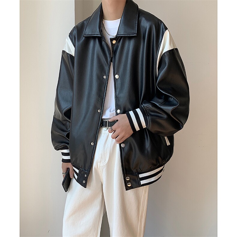 2023/秋装美式复古翻领机车皮衣棒球服夹克外套B289-1-JK05-P120,男装夹克,电商B289-1