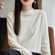 秋冬新款纯色针织圆领套头上衣时尚百搭，女装针织衫/毛衣，羊秋羊绒