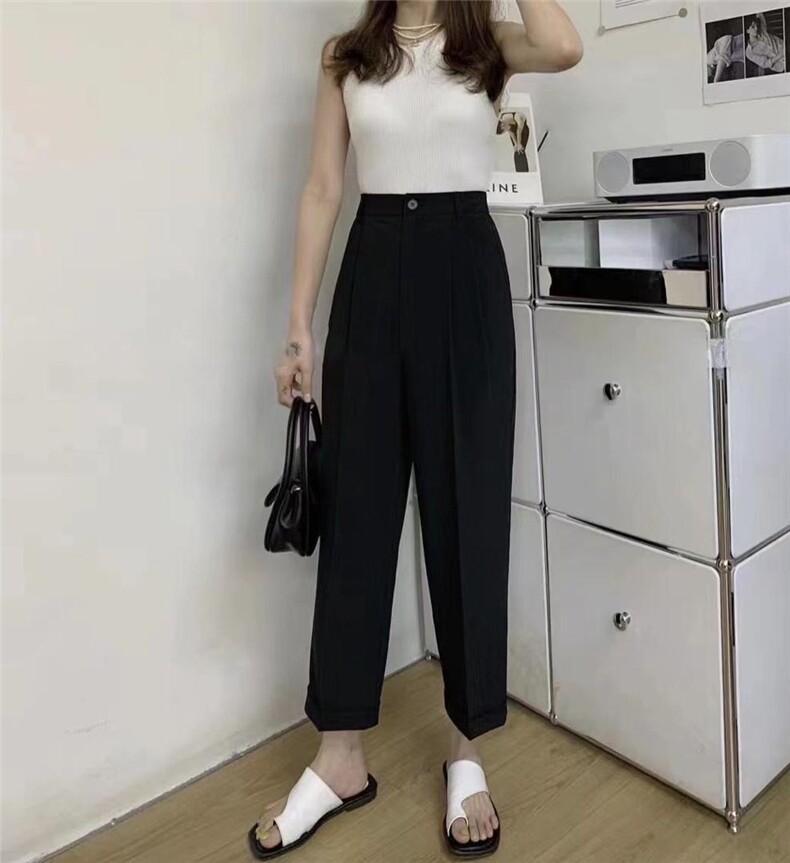现货翻边西装休闲裤3色,女装西装,帛糸霓娜