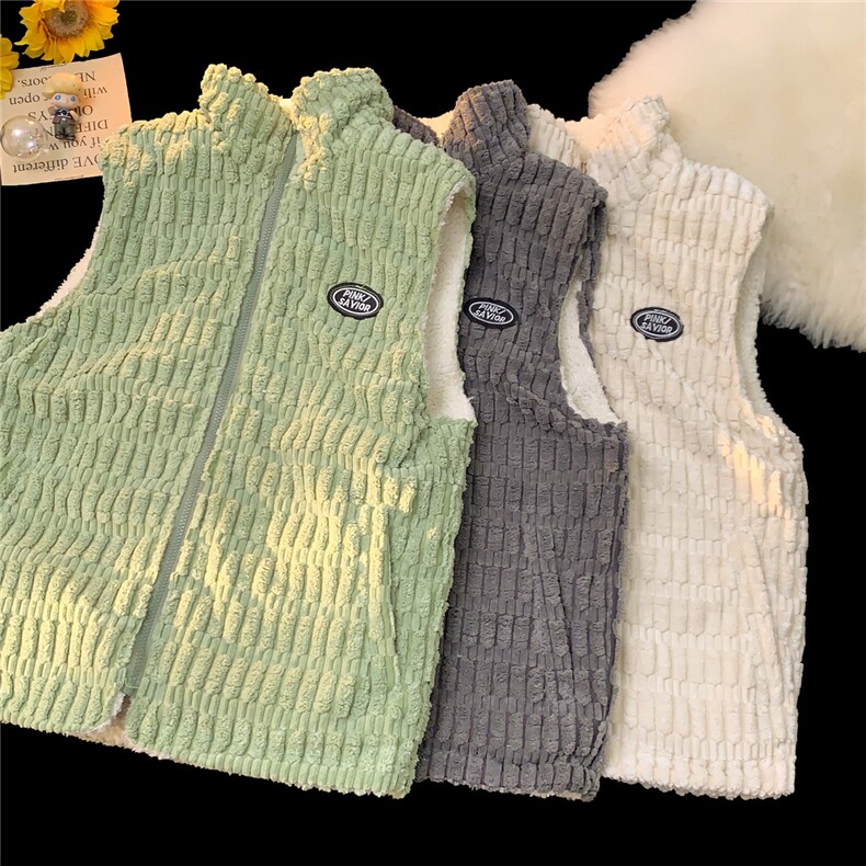 秋冬双面穿马甲加厚棉衣羊羔绒外套港风夹克1016-1MJ018P68K89,男装背心/马甲,星座1016-1（原电商B408-1）