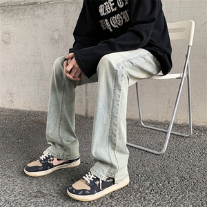 美式水洗裤子ins高街潮牌牛仔裤男秋冬季宽松直筒拖地裤N8828-P42图片