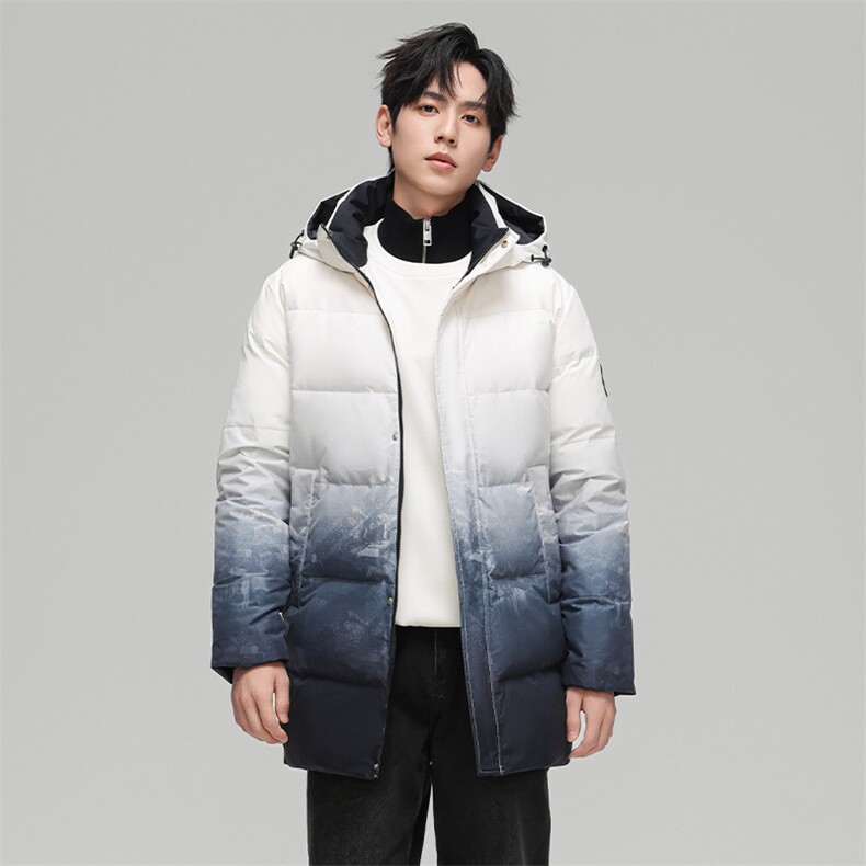 90%白鸭绒羽绒服男中长款加厚冬款户外潮牌大码外套男P180298图片