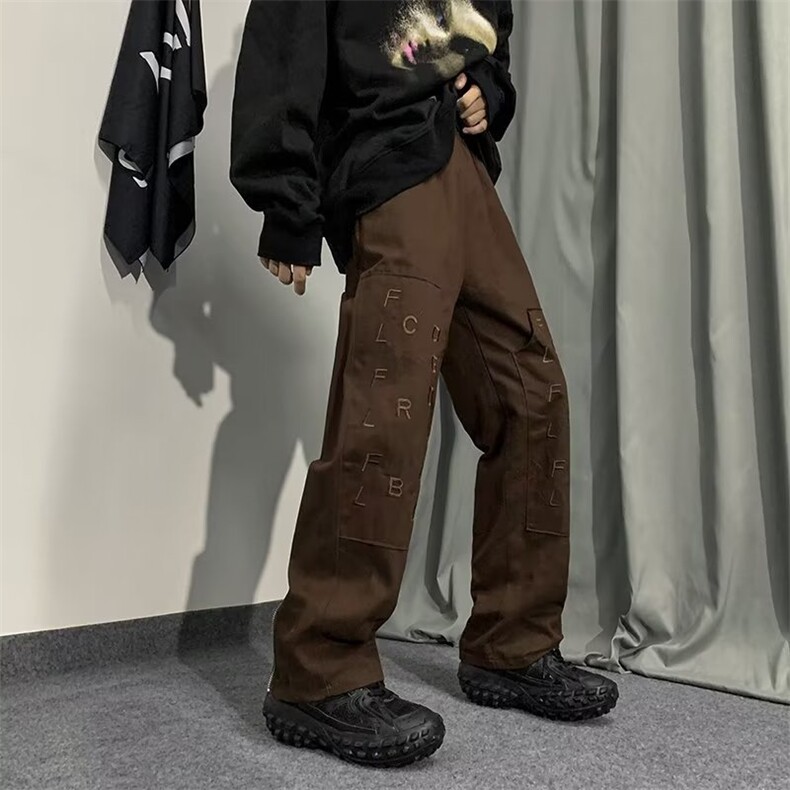美式复古街头裤子高街潮ins休闲裤男设计感拉链工装裤GB52-P45,男装工装外套,星座1008-1