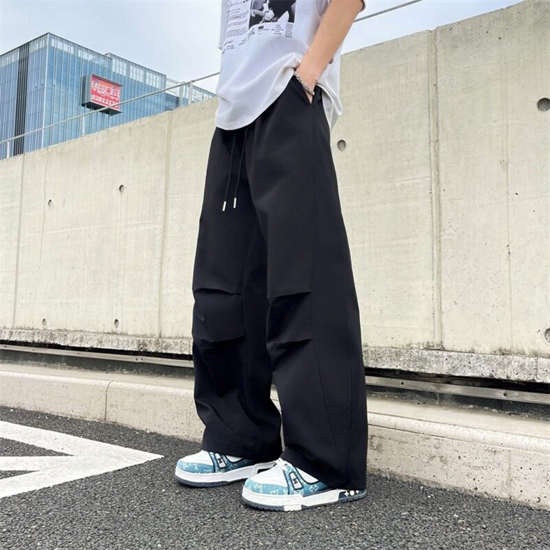 美式褶皱伞兵工装裤男女夏季潮牌宽松设计感阔腿弯刀裤速干休闲裤,男装工装外套,星座218-1（原230）