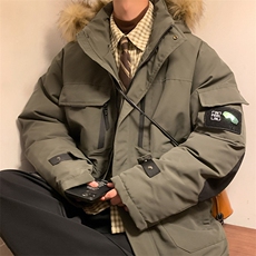 港风2026新品冬季宽松棉服派克服毛领冬装加厚外套D010-P145，男装棉衣，星座717