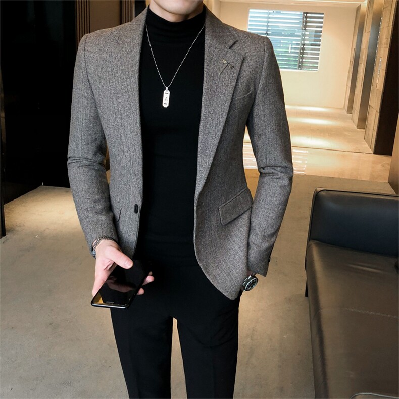 秋冬夹克西装单西修身休闲男士 西服 A236-XZ-190-P155图片