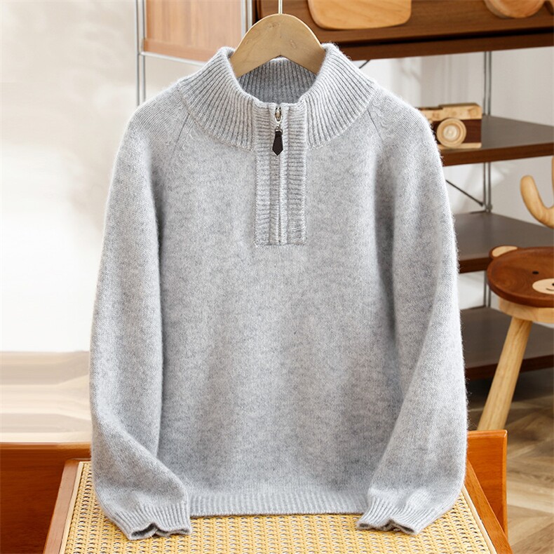 2025时尚百搭通勤简约休闲半拉链领羊毛衫，童装儿童羊毛衫，宏杨羊绒