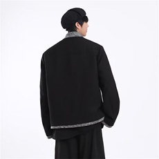 现货春秋高级感翻领黑色小香风夹克外套男拉链夹克网图JK6628-P78，男装夹克，星座302B-2