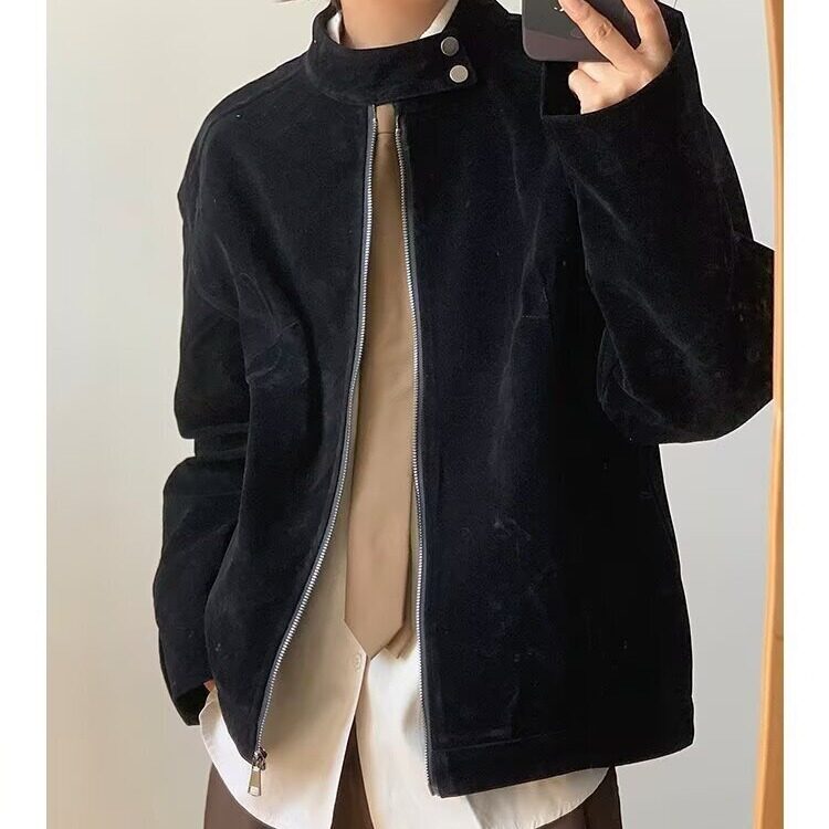 秋季短款翻领夹克宽松时髦罗密欧绒外套1001-1-JK529-P80,男装夹克,星座1001-1