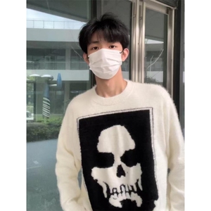 【有货】7138HH-特P50 水貂绒骷髅头毛衣男圆领针织衫外套秋冬季图片