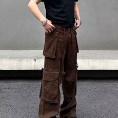 美式复古工装裤男秋季拉链设计感多口袋休闲裤男士vibe微喇裤子潮，男装工装外套，星座506A