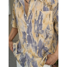 美式休闲宽松短袖衬衫小众潮牌抽象夏季撞色情侣衬衣CA6710，男装T恤，星座1116A（原606A-3）