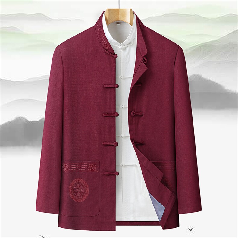 2023唐装男中老年太极服春秋风节日过寿汉服套装CF929-P105,男装休闲套装,星座1105-3