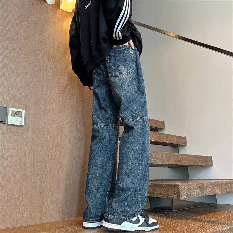 直筒牛仔裤男休闲潮牌水洗百搭日系复古KM755P45,男装牛仔裤,星座1116-2