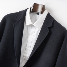 男士中长款毛呢外套韩版商务翻领羊毛风衣双面呢子羊毛呢大衣，男装毛呢大衣，优远毛呢大衣