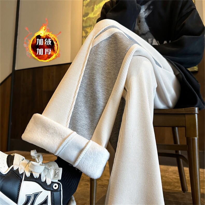 XZ616秋冬重磅加绒加厚破缝撞色拼接休闲长裤TY1150JRP55控78,男装卫衣,星座512A（原616）