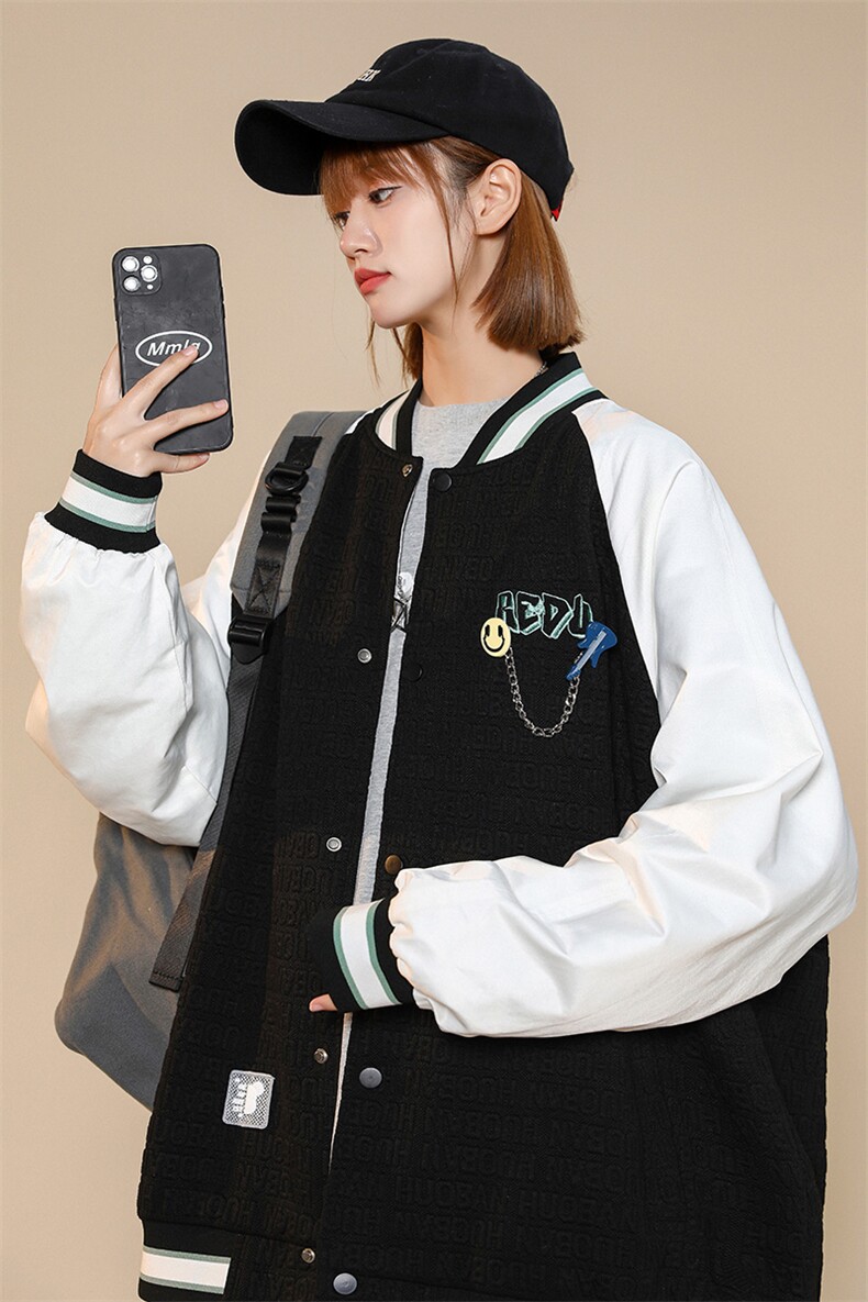 秋装新品潮运动夹克棒球服男女2023中性风简约刺绣外套8013-P95,男装夹克,电商A441-1